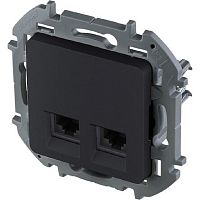 Розетка компьютерная без рамки Legrand Inspiria 2-м. RJ45+RJ45 6e антрацит картинка